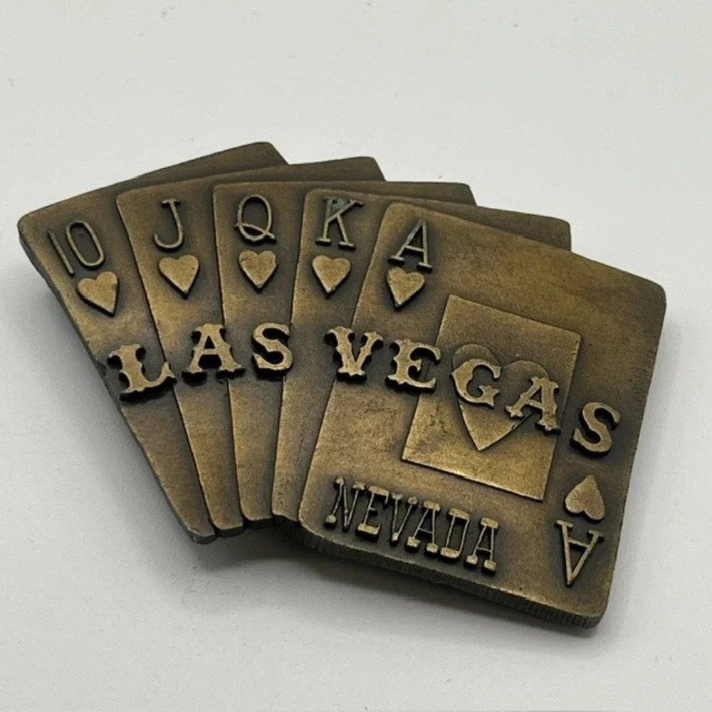 Pacific Brass and Buckle Las Vegas Nevada Royal Flush Poker Belt Buckle RS5